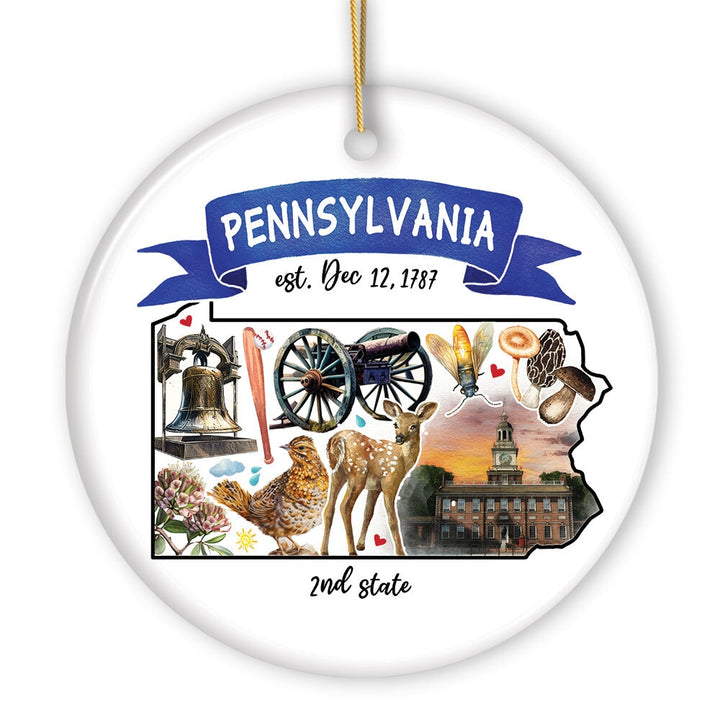 Artistic Pennsylvania State Themes and Landmarks Christmas Ornament Ceramic Ornament OrnamentallyYou 