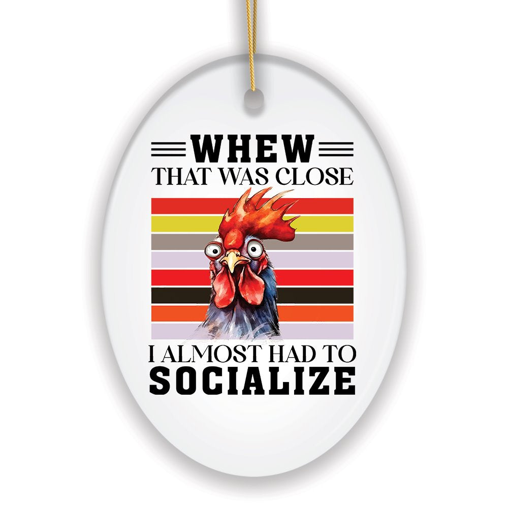 Quirky Antisocial Rooster Ceramic Ornament, Cute and Funny Christmas Gift Ceramic Ornament OrnamentallyYou 
