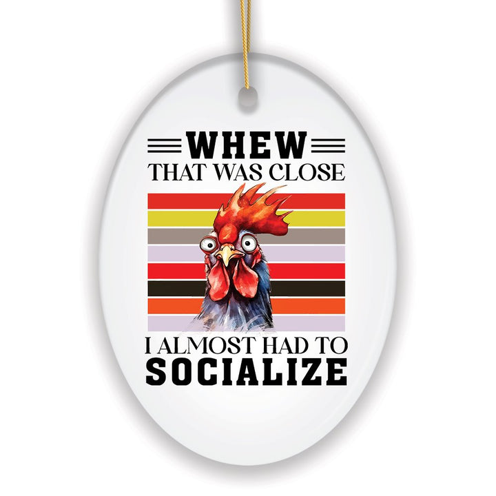 Quirky Antisocial Rooster Ceramic Ornament, Cute and Funny Christmas Gift Ceramic Ornament OrnamentallyYou 