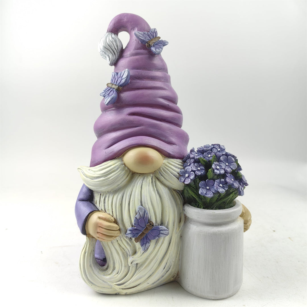Garden Grace Lavender Gnome Figurine, 10" Purple Home Decor Statue with Butterflies and Flowers OrnamentallyYou 