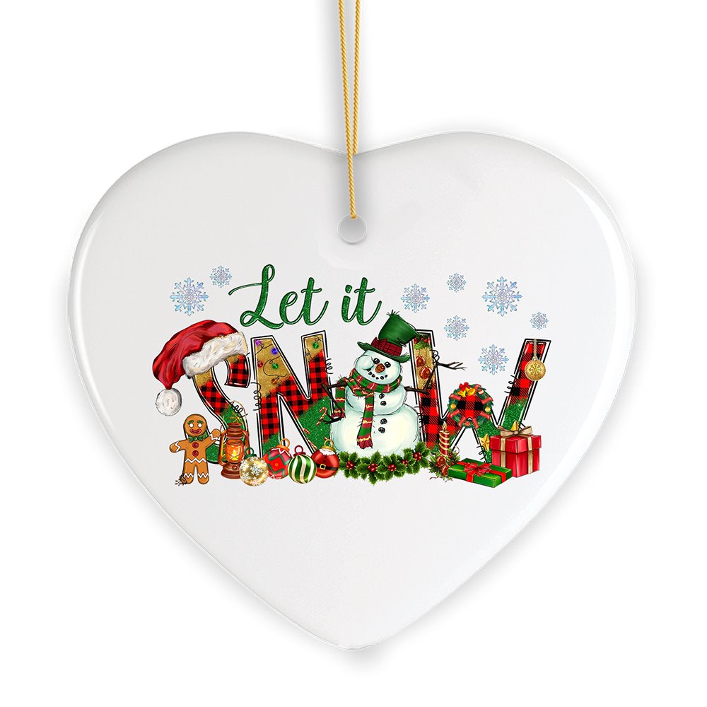Radiant Charm Let it Snow Christmas Ornament Ceramic Ornament OrnamentallyYou 