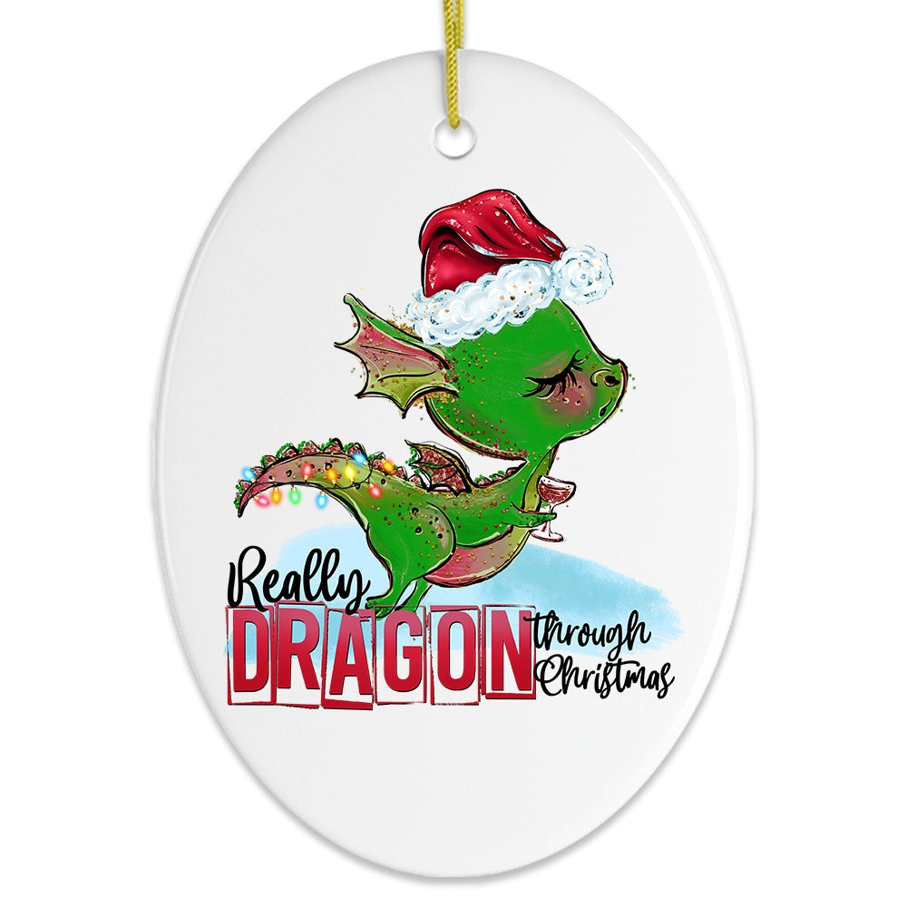 Really Dragon Through Christmas Ornament Ceramic Ornament OrnamentallyYou 