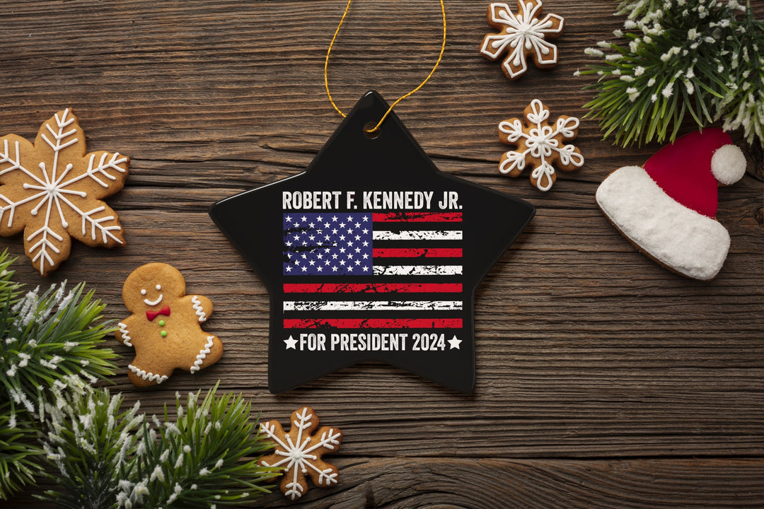 Robert F Kennedy Jr for President 2024 with USA Flag in Black Ornament OrnamentallyYou 