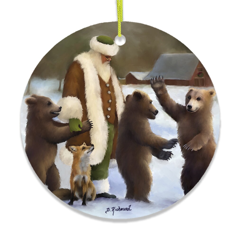 Santa and his Bears Folklore Christmas Ornament Ceramic Ornament OrnamentallyYou 