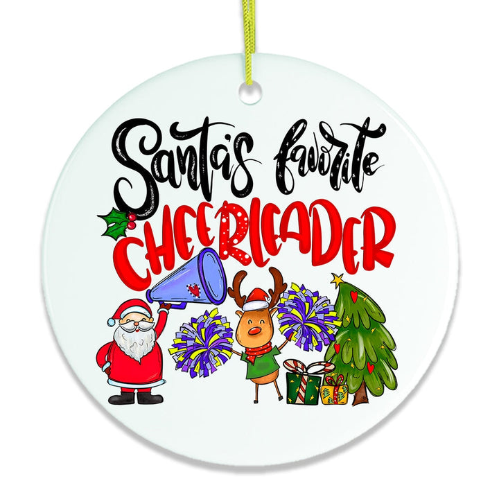 Santa’s Favorite Cheerleader Christmas Ornament Ceramic Ornament OrnamentallyYou 