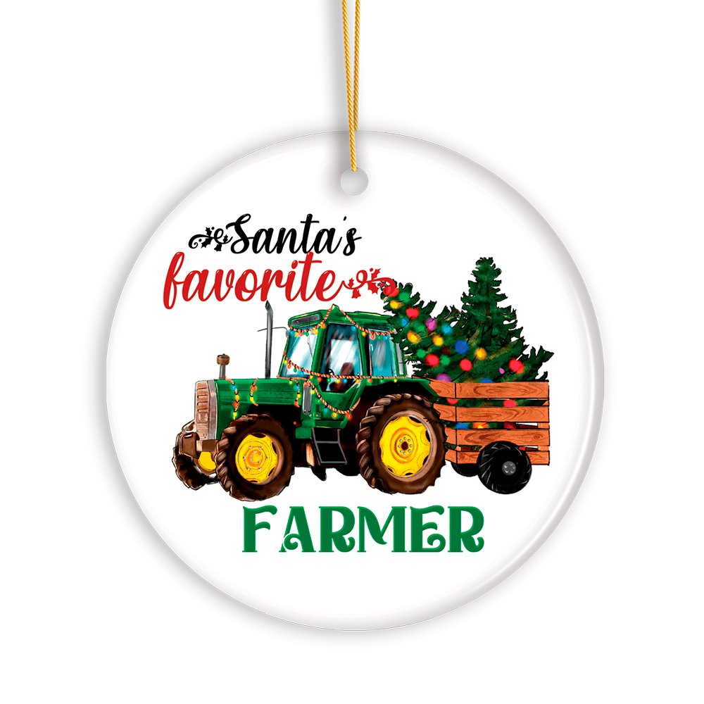 Santa’s Favorite Farmer Christmas Ornament, Farm Themed Gift Ceramic Ornament OrnamentallyYou 