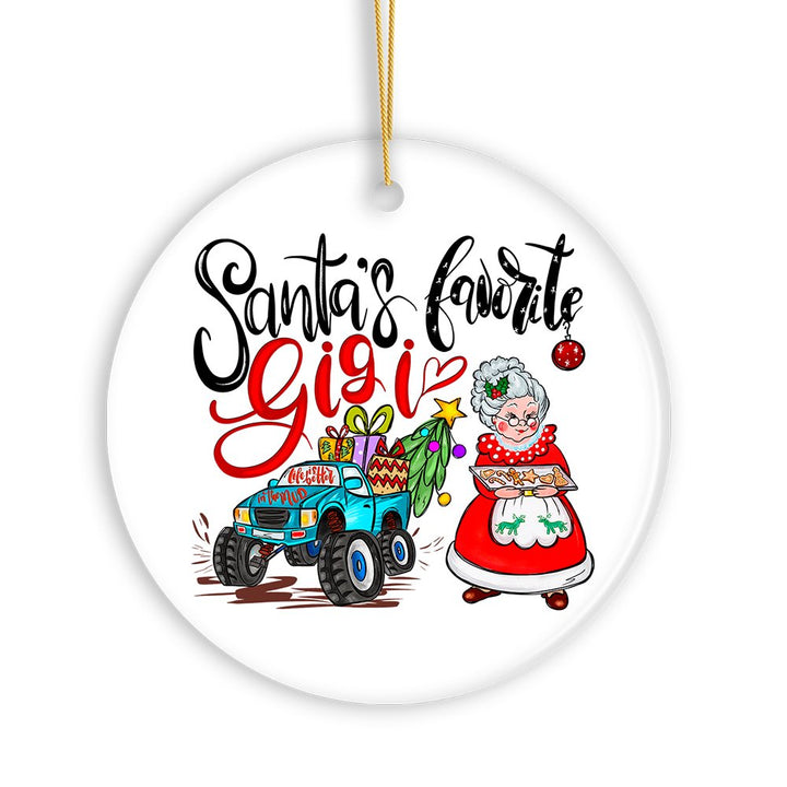 Santa’s Favorite Gigi Christmas Ornament, Grandma Gift Ceramic Ornament OrnamentallyYou 