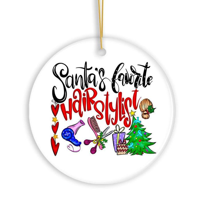Santa’s Favorite Hairstylist Christmas Ornament, Hairdresser Appreciation Gift Idea Ceramic Ornament OrnamentallyYou 