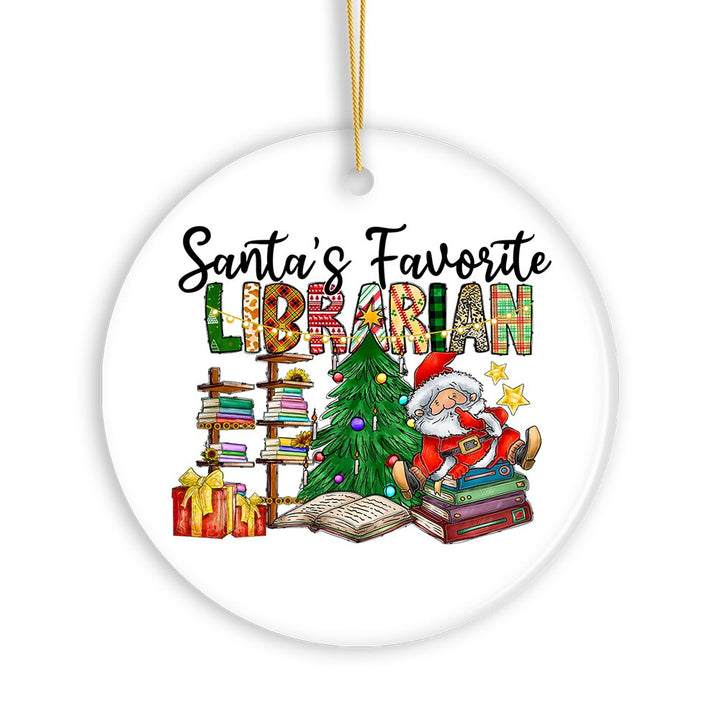 Santa’s Favorite Librarian Christmas Ornament, Fun Library Gift Ceramic Ornament OrnamentallyYou 