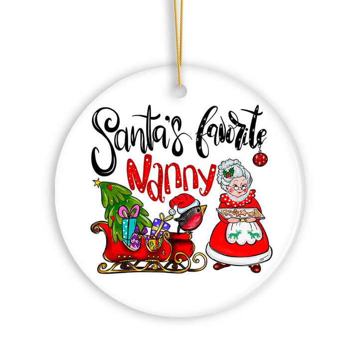 Santa’s Favorite Nanny Christmas Ornament, Babysitter Appreciation Gift Ceramic Ornament OrnamentallyYou 