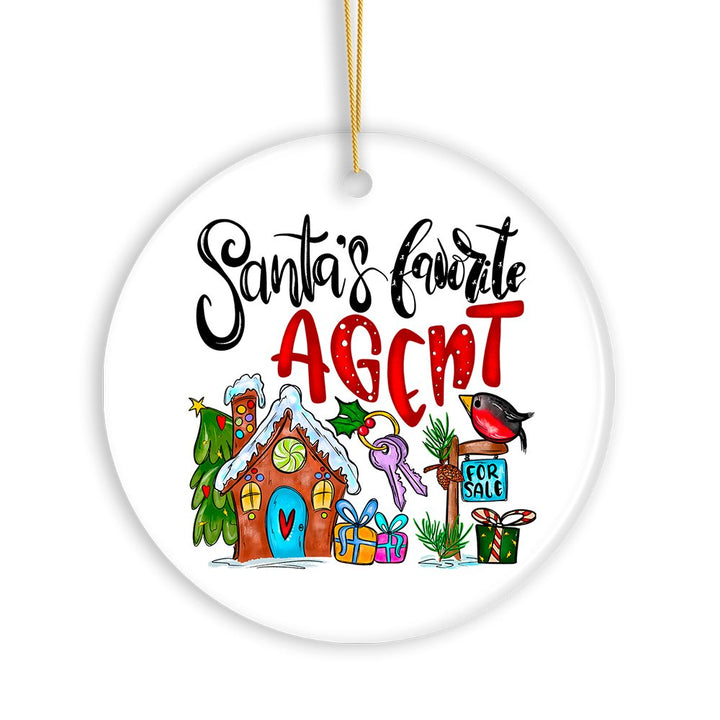 Santa’s Favorite Real Estate Agent, Appreciation Gift for Realtor and Sales Closing Ceramic Ornament OrnamentallyYou 