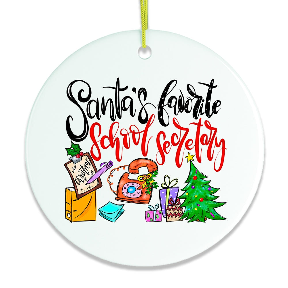 Santa’s Favorite School Secretary Christmas Ornament Ceramic Ornament OrnamentallyYou 