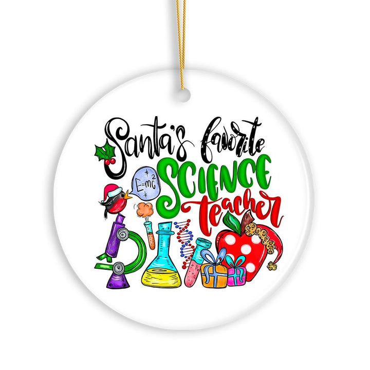 Santa’s Favorite Science Teacher Christmas Ornament, Chemistry, Physics and Biology Ceramic Ornament OrnamentallyYou 