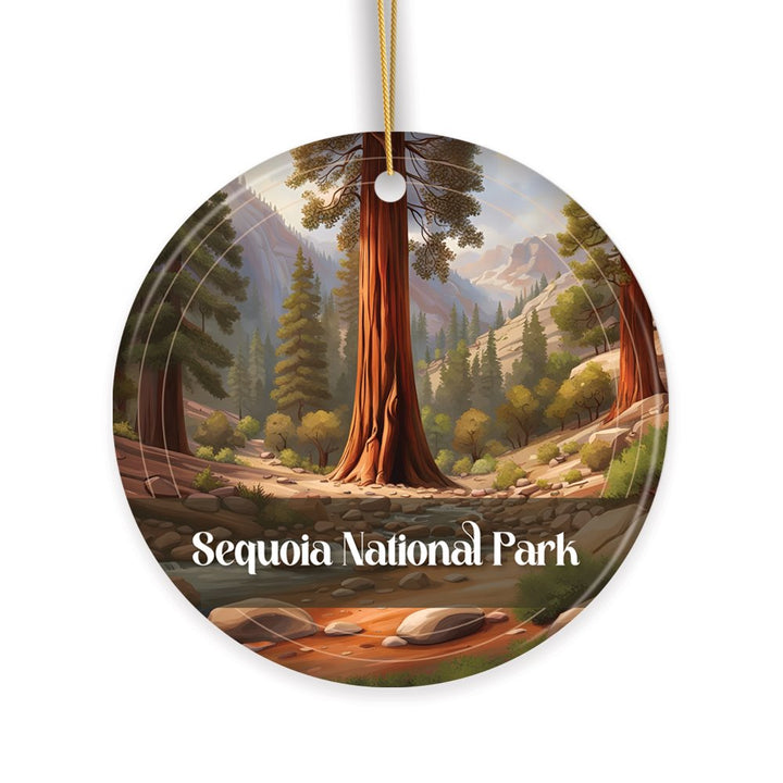 Sequoia National Park Retro Ornament, California Tourist Attraction Souvenir and Gift Ceramic Ornament OrnamentallyYou 