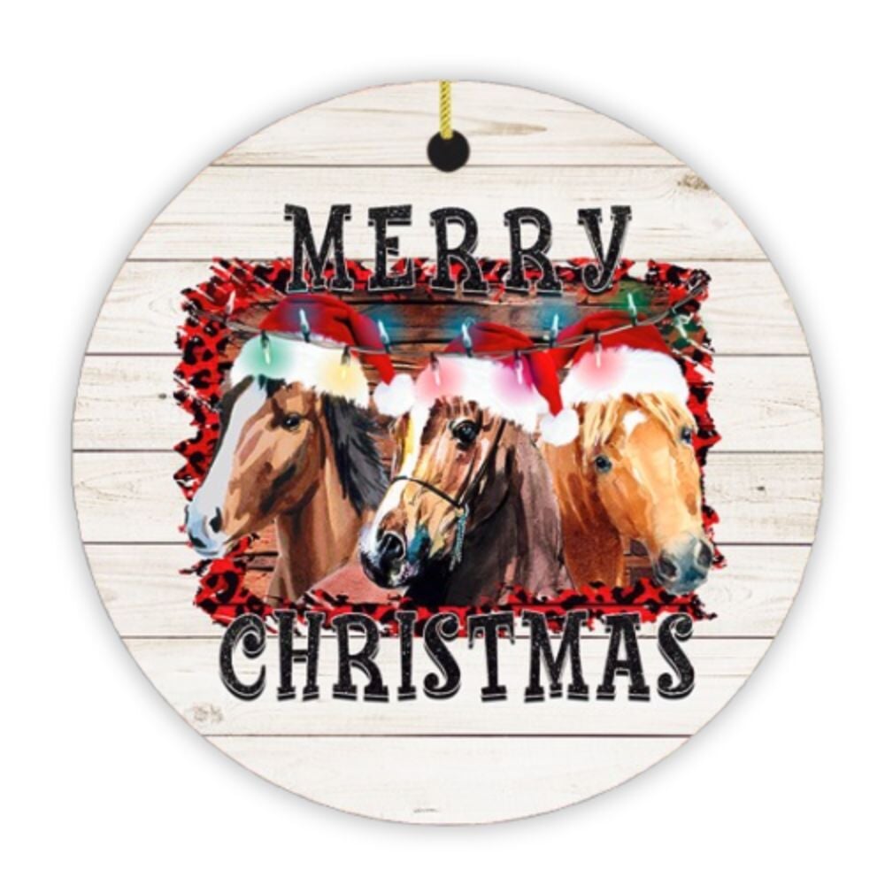 Merry Christmas Horse Stable Christmas Ornament Ceramic Ornament OrnamentallyYou 