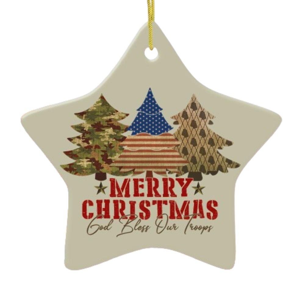 God Bless Our Troops American Military Christmas Ornament Ceramic Ornament OrnamentallyYou 