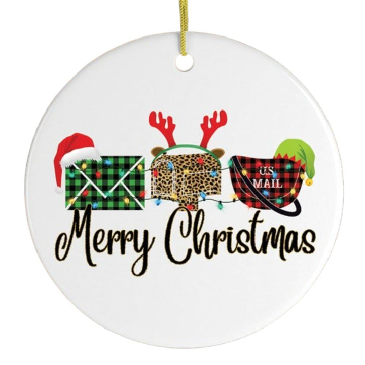 Postal Worker Plaid Merry Christmas Ornament Ceramic Ornament OrnamentallyYou 