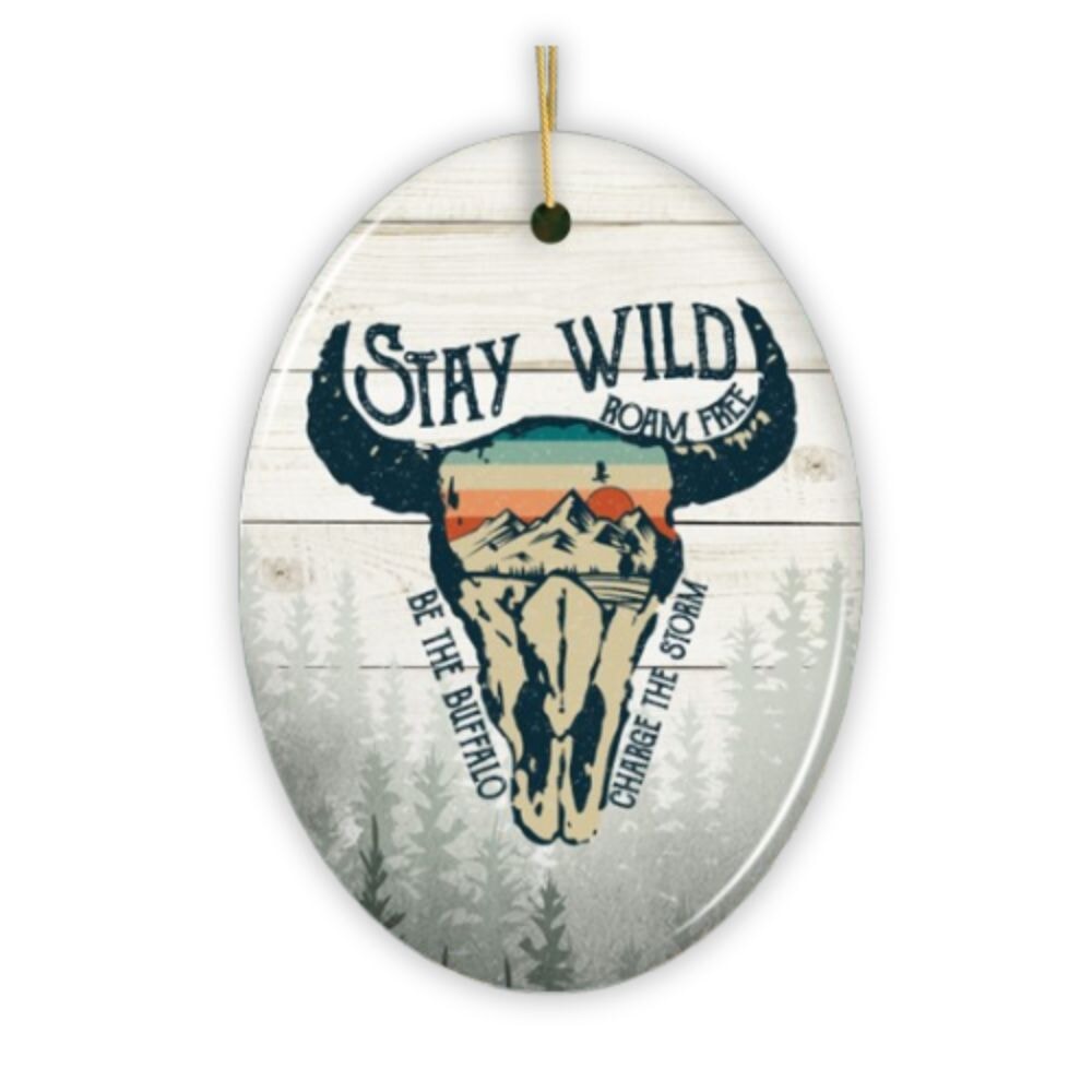 Vintage Buffalo Wild Nature Ornament Ceramic Ornament OrnamentallyYou 