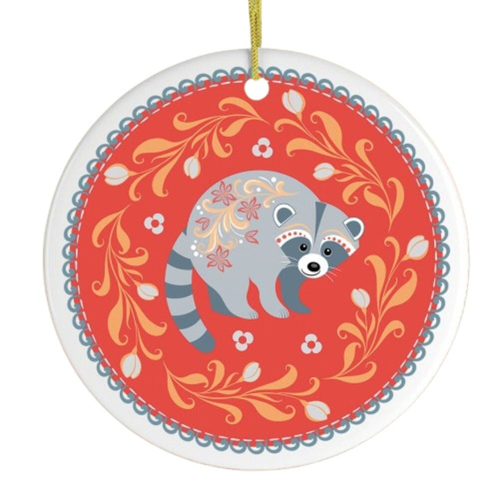 Minimalist Scandinavian Raccoon Ornament Ceramic Ornament OrnamentallyYou 