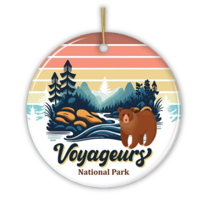 Voyageurs National Park Retro Style Ornament, Minnesota USA Tourist Attraction and Gift Ceramic Ornament OrnamentallyYou 