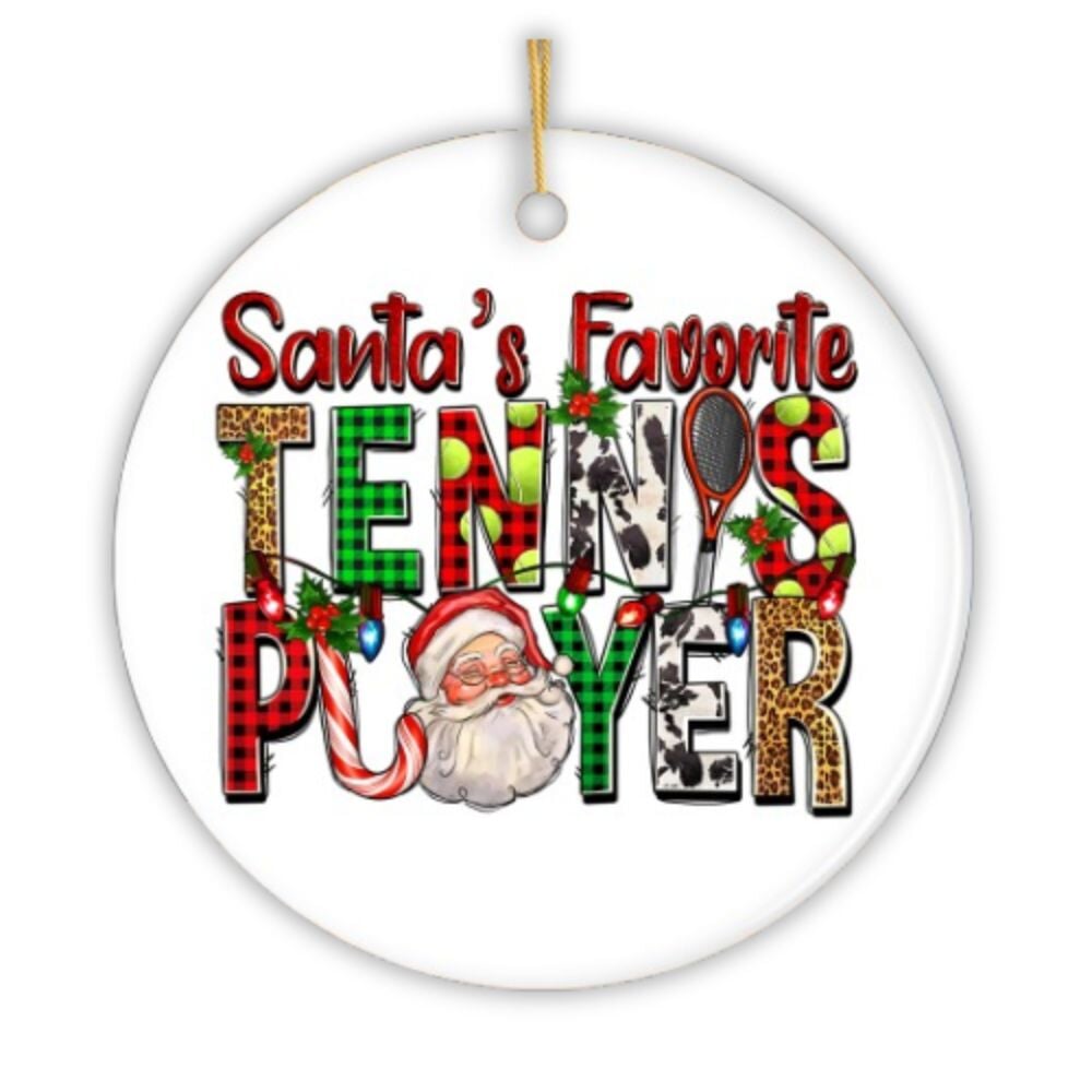 Santa’s Favorite Tennis Player Christmas Ornament Ceramic Ornament OrnamentallyYou 