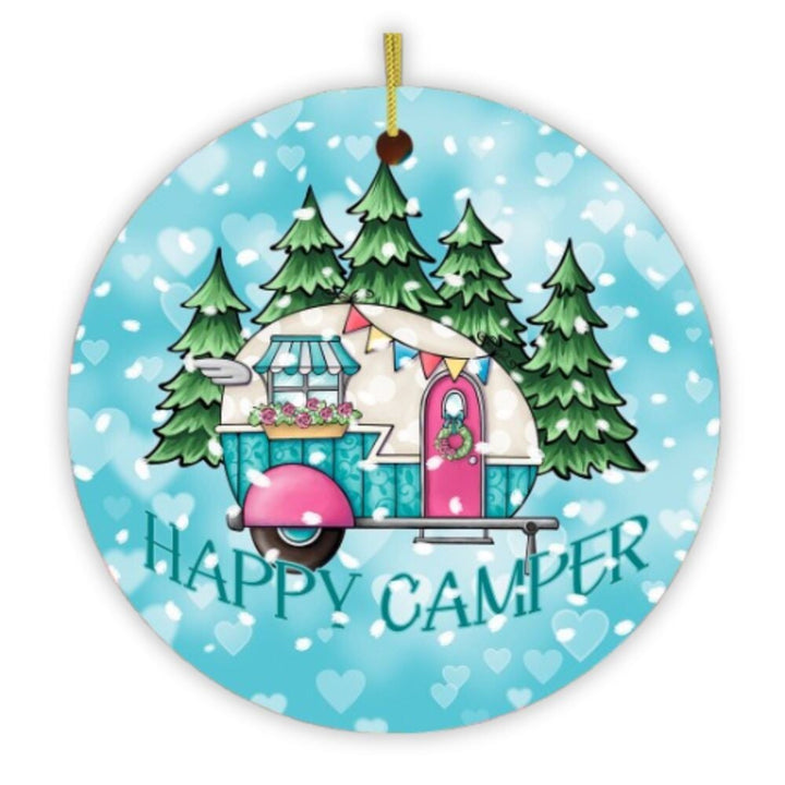 Happy Camper Winter RV Ornament Ceramic Ornament OrnamentallyYou 