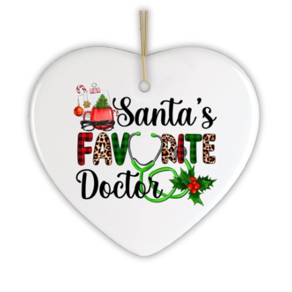 Santa’s Favorite Doctor Christmas Ornament, Appreciation Gift for Medical Worker and Phd Ceramic Ornament OrnamentallyYou 