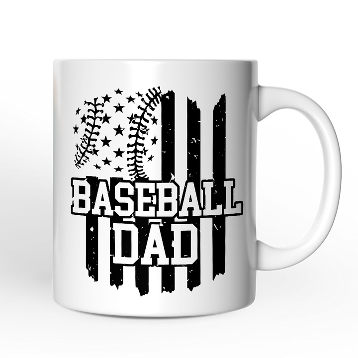 Baseball Dad Personalized Mug, Patriotic Gift for Sports Fathers with Custom Name