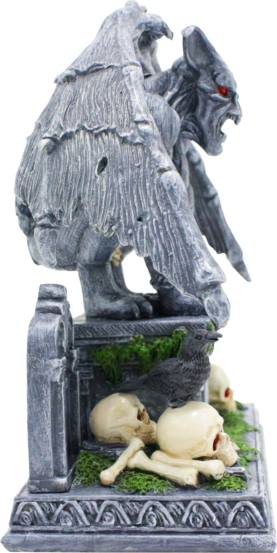 (Pre-Order) Grave Guardian Gargoyle Figurine, 7" Solar Powered Gothic Halloween Garden Statue Resin Statues OrnamentallyYou 