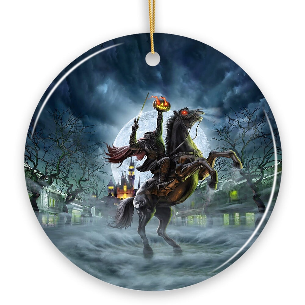 The Headless Horseman Spooky Halloween Ornament, The Legend of Sleepy Hollow Ceramic Ornament OrnamentallyYou 
