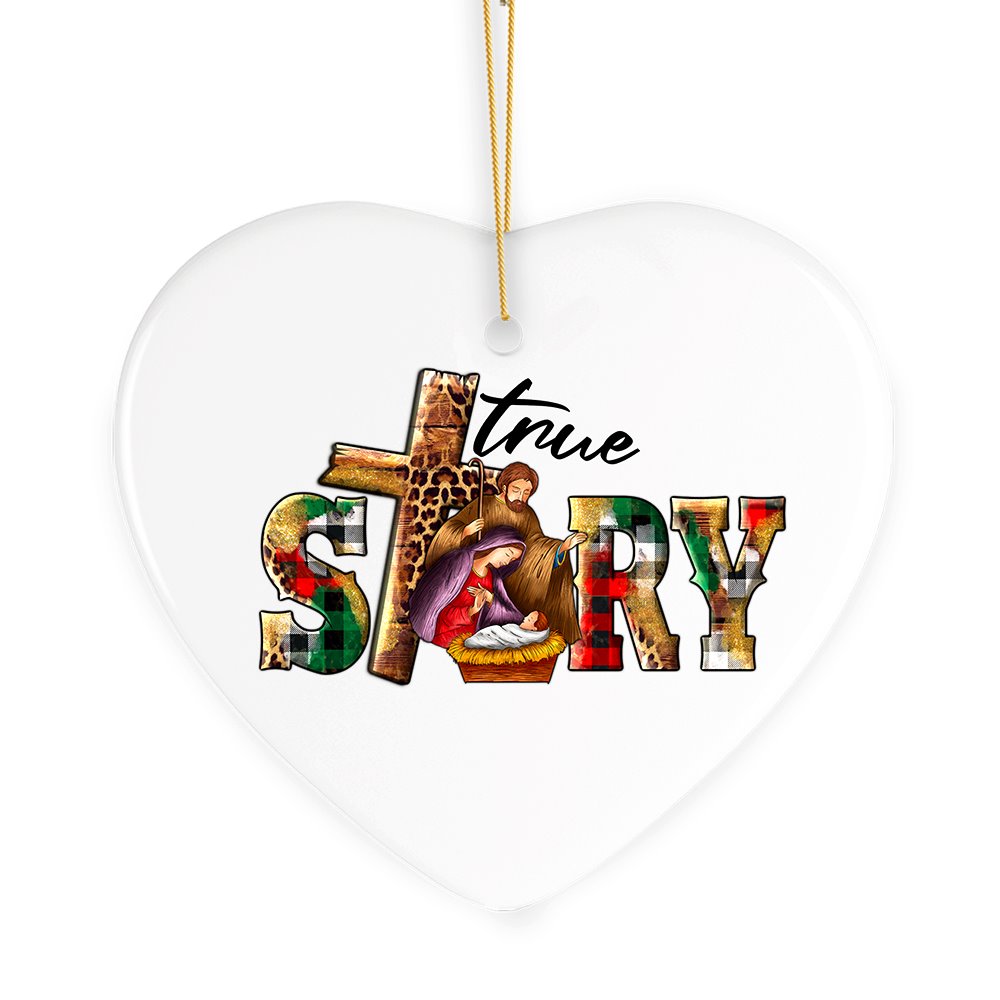 True Story Playful and Festive Nativity Christmas Ornament, Birth of Jesus Ceramic Ornament OrnamentallyYou 