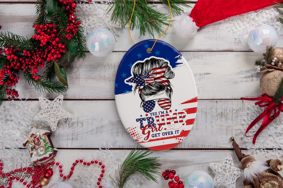 Trump Girl America Themed Ornament, Patriotic Women for Donald Christmas Decor OrnamentallyYou 