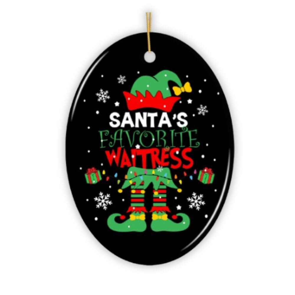 Santa's Favorite Waitress Christmas Ornament Ceramic Ornament OrnamentallyYou 