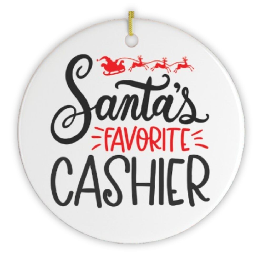 Santa's Favorite Cashier Christmas Ornament Ceramic Ornament OrnamentallyYou 