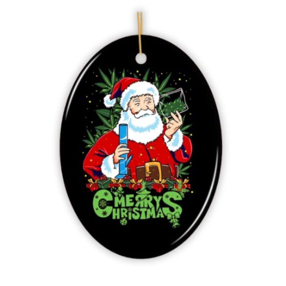 Pothead Santa Christmas Ornament Ceramic Ornament OrnamentallyYou 