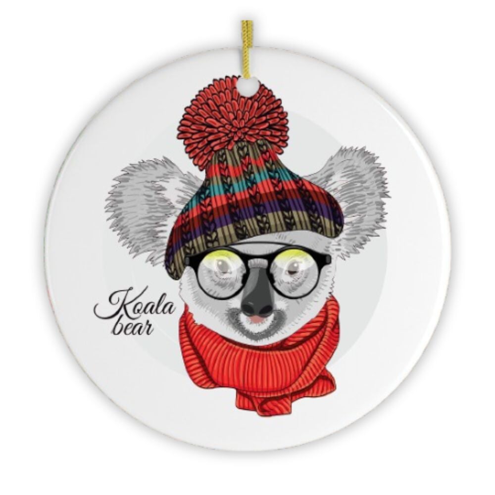 Winter Koala Christmas Ornament Ceramic Ornament OrnamentallyYou 