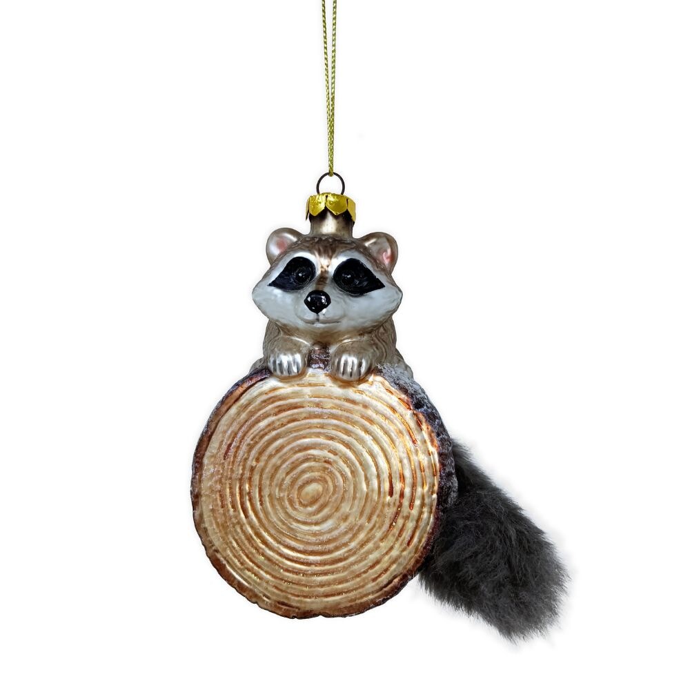 Woodland Raccoon Glass Christmas Ornament Glass Ornament OrnamentallyYou 