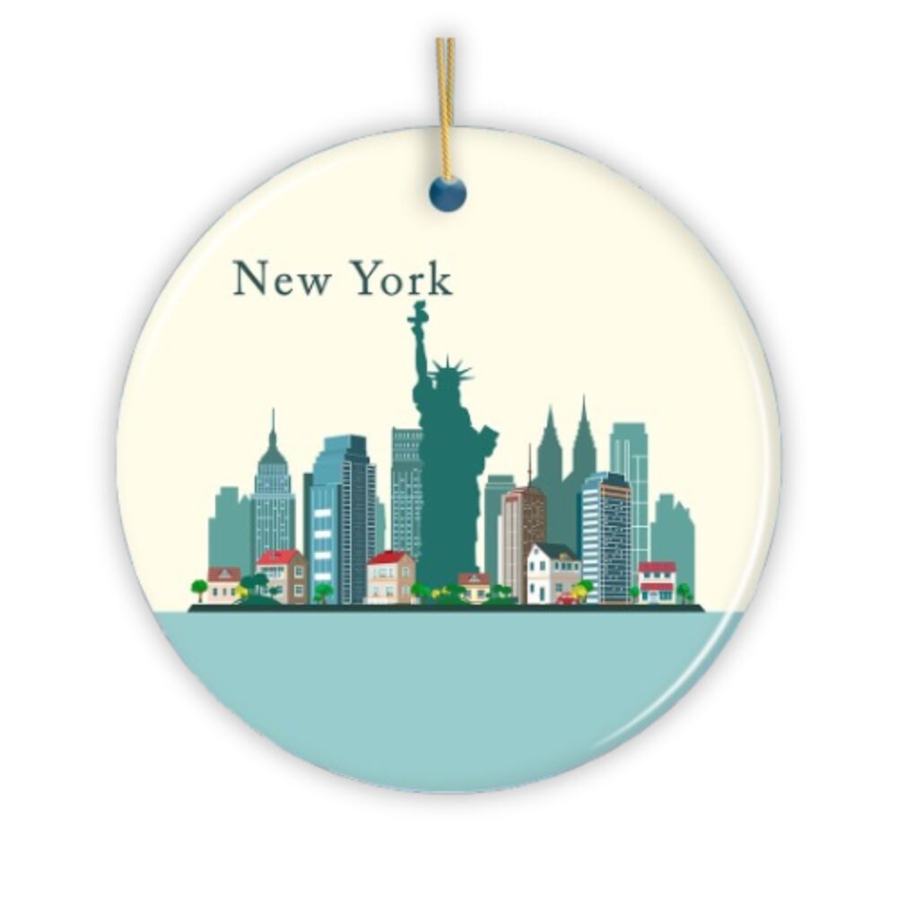 New York City Ornament, Minimalist NYC Christmas Decoration Ceramic Ornament OrnamentallyYou 