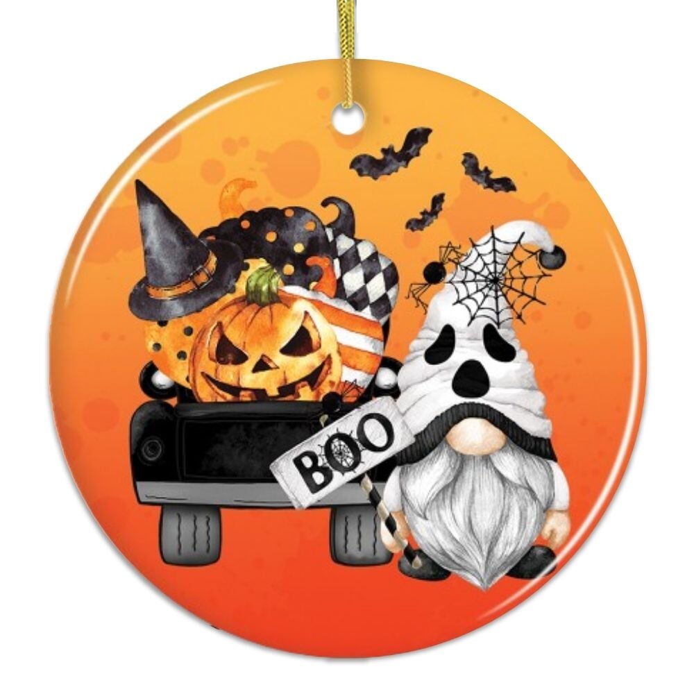 Boo! Halloween Ghost Gnome Ornament Ceramic Ornament OrnamentallyYou 