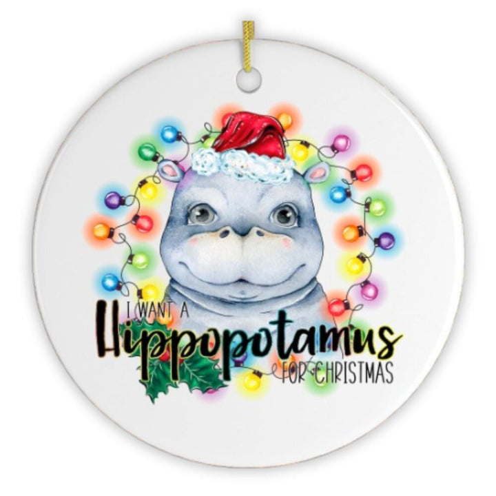 Hippopotamus Christmas Ornament Ceramic Ornament OrnamentallyYou 