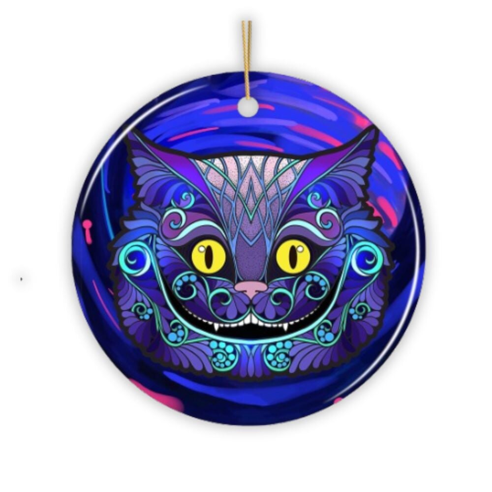 Cheshire Cat Christmas Ornament Ceramic Ornament OrnamentallyYou 