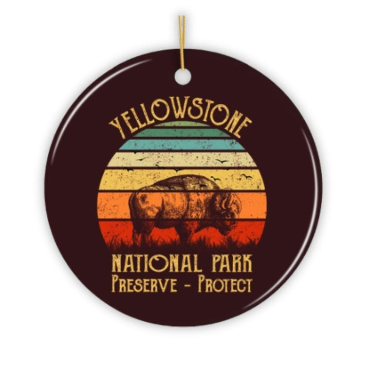 Yellowstone National Park Retro Bison Ornament Ceramic Ornament OrnamentallyYou 