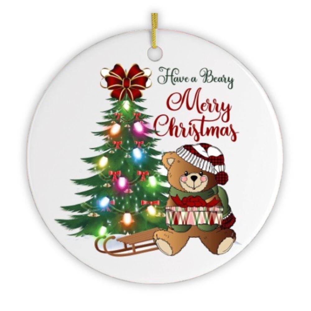 Have a Beary Merry Christmas Ornament Ceramic Ornament OrnamentallyYou 