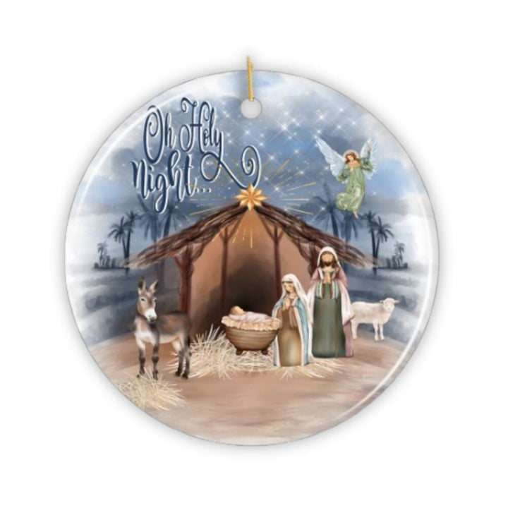 Oh Holy Night Nativity Religious Christmas Ornament, Birth of Jesus Decoration Ceramic Ornament OrnamentallyYou 