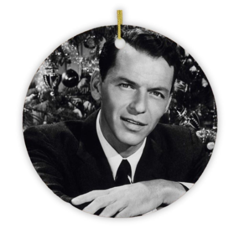 Vintage Frank Sinatra Christmas Ornament, Black and White Classic Ceramic Ornament OrnamentallyYou 