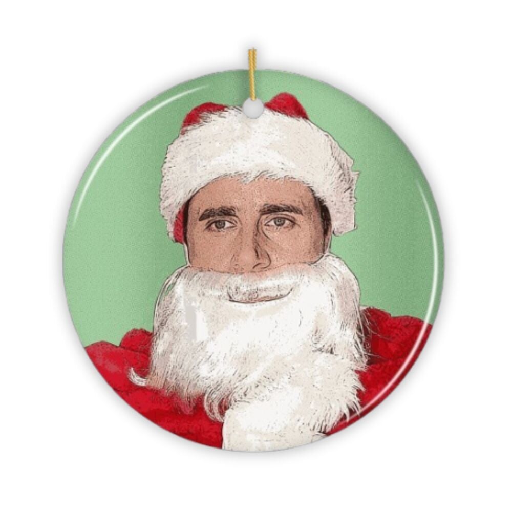 Santa Michael Scott Christmas Ornament, The Office Fan Gift Ceramic Ornament OrnamentallyYou 