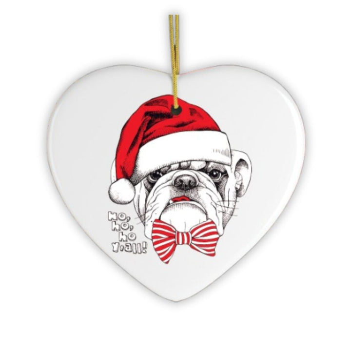 Bulldog with Bow Christmas Ornament Ceramic Ornament OrnamentallyYou 