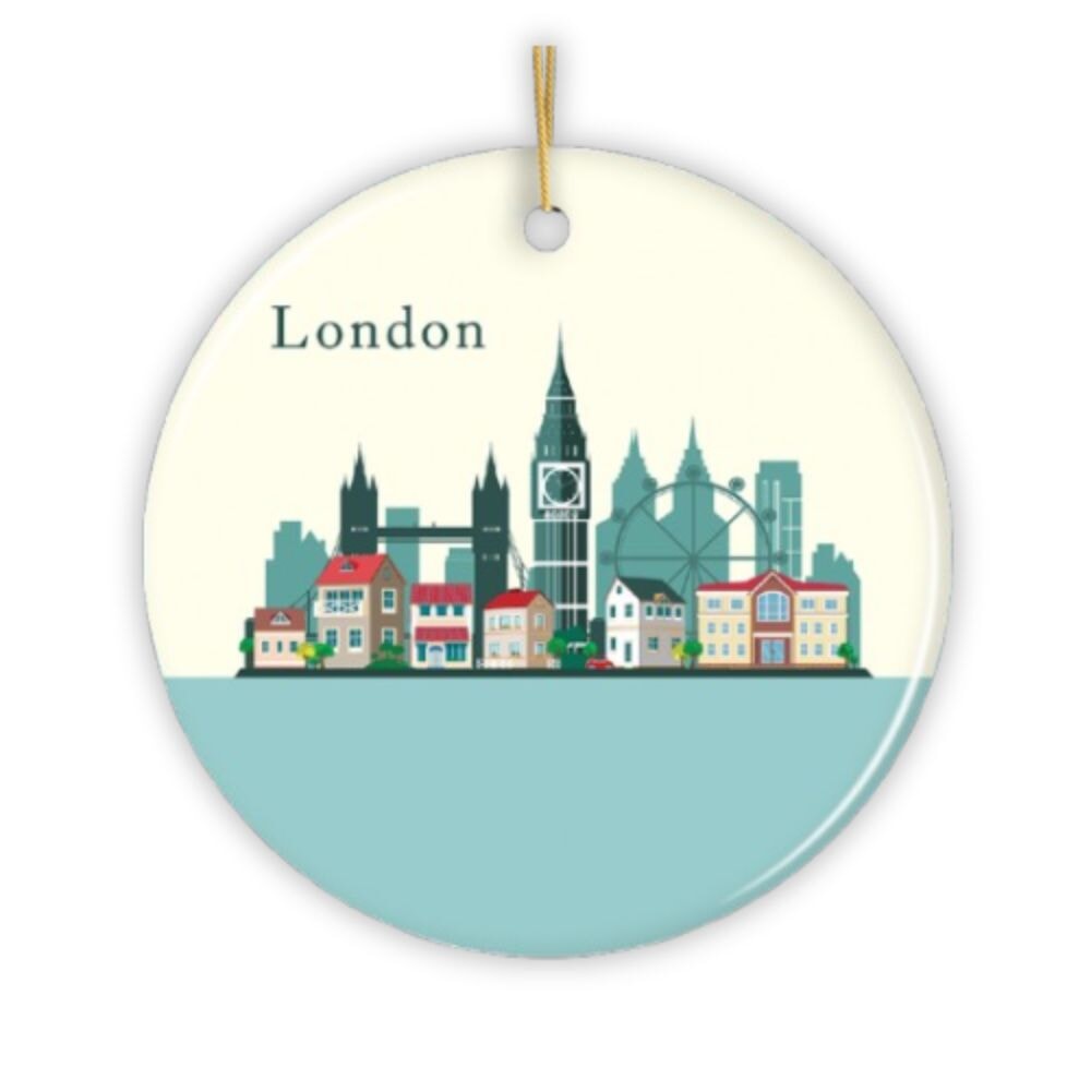 London Ornament, England Landmark Christmas Decoration Ceramic Ornament OrnamentallyYou 