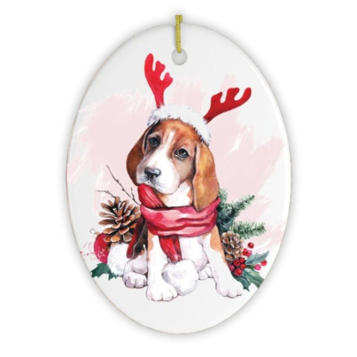 Watercolor Beagle Christmas Ornament Ceramic Ornament OrnamentallyYou 