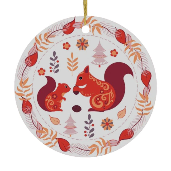 Folk Squirrel Ornament, Ethnic Nature in Fall Christmas Decoration Ceramic Ornament OrnamentallyYou 